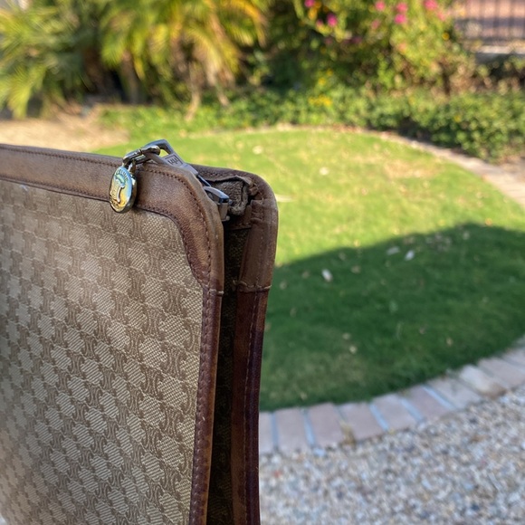 CELINE Clutch Bag Macadam brown coated, canvas monogram, Authentic USED E - Picture 6 of 12